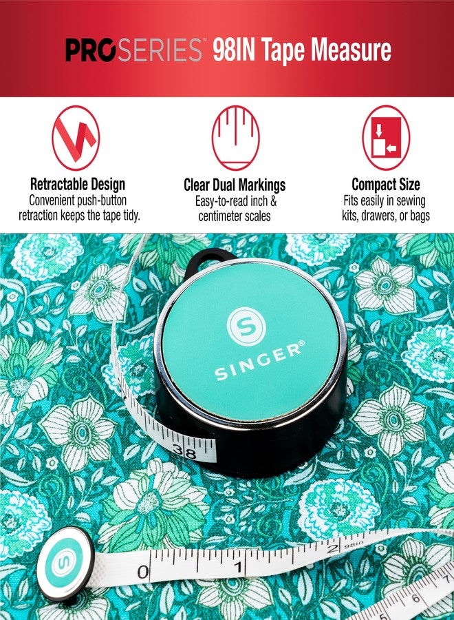 SINGER 50003 ProSeries Retractable Tape Measure, 98-Inch, Teal - Image 5